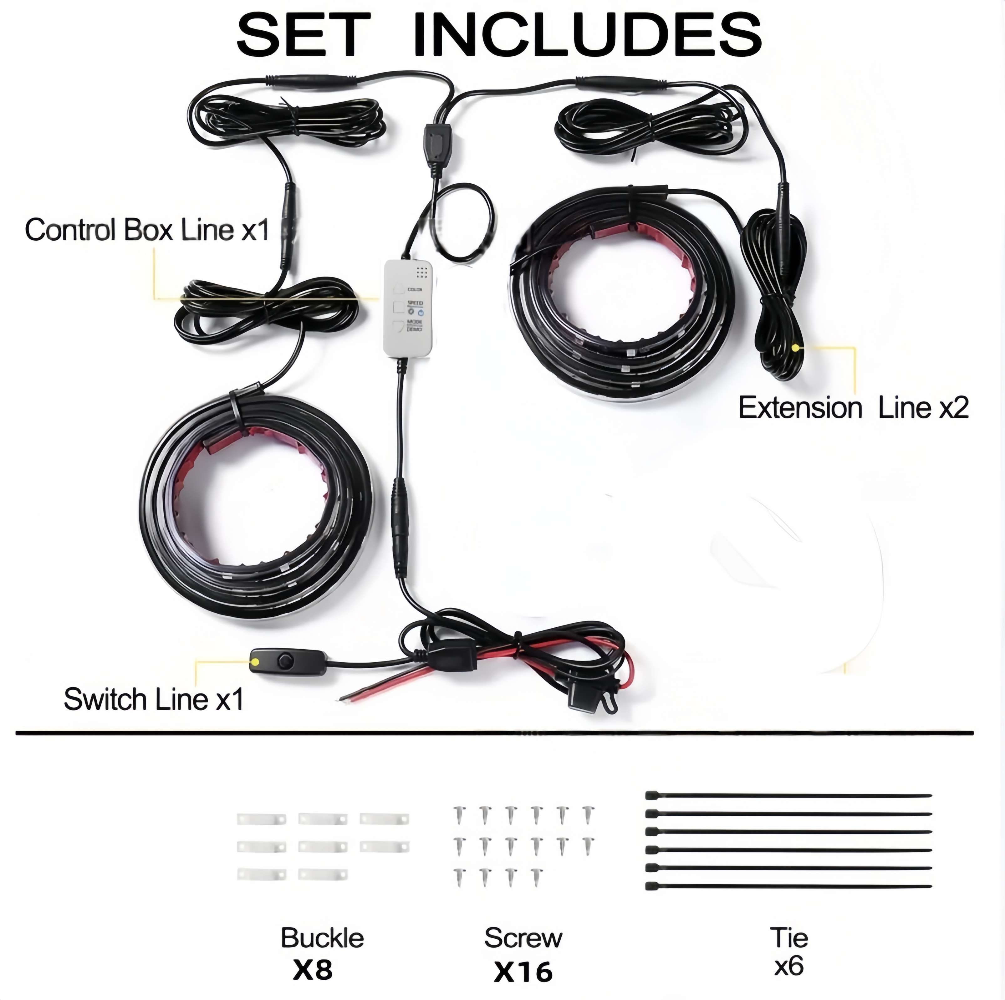 Source factory RGB pickup truck trunk lighting atmosphere light fantasy color one to two side pedal compartment light strip