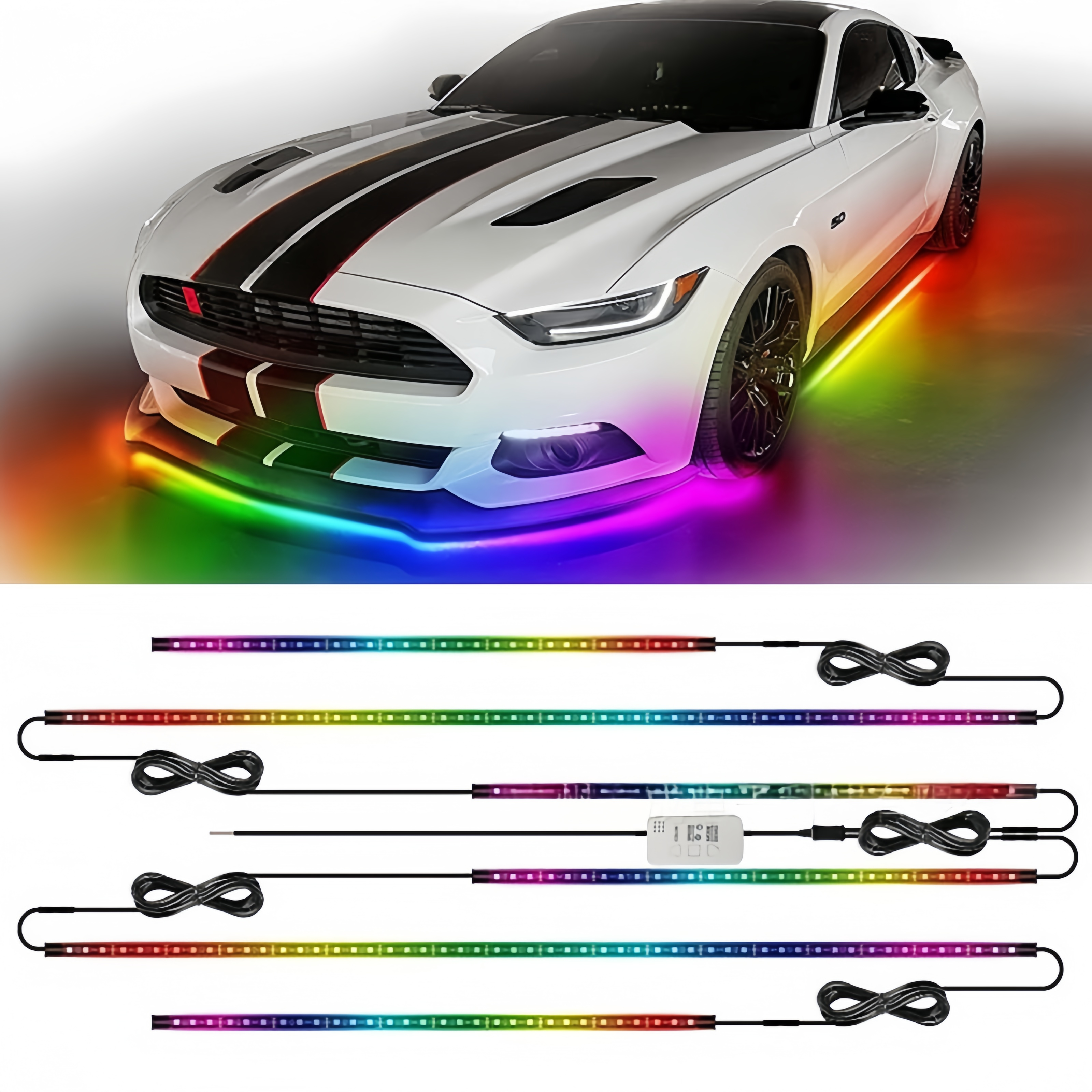 Cross-border hot-selling car RGB fantasy chassis lights one to six colorful streamer car bottom atmosphere lights modified waterproof Cross-border hot-selling car RGB fantasy chassis lights one to six colorful streamer car bottom atmosphere lights modified waterproof