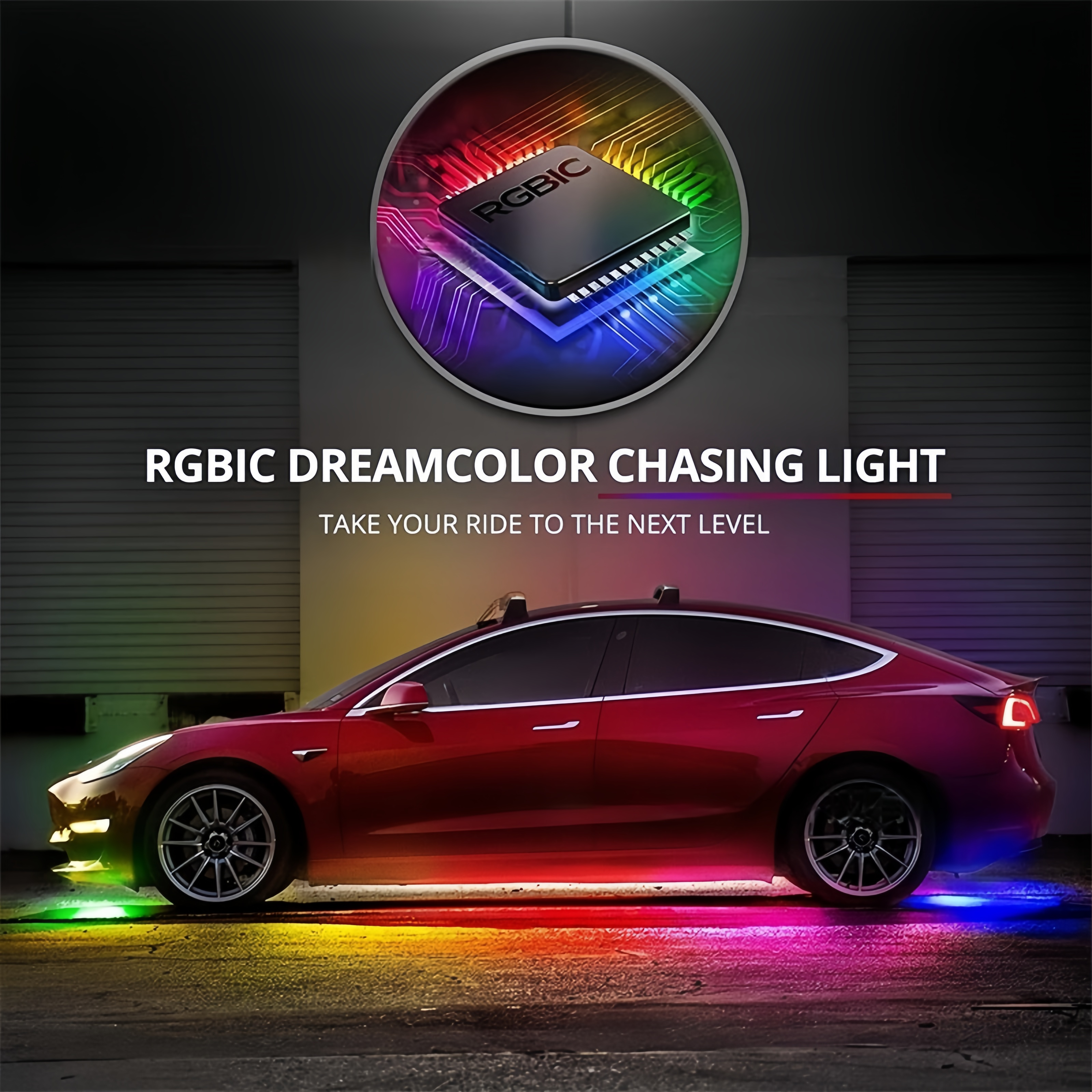 Cross-border hot-selling car RGB fantasy chassis lights one to six colorful streamer car bottom atmosphere lights modified waterproof