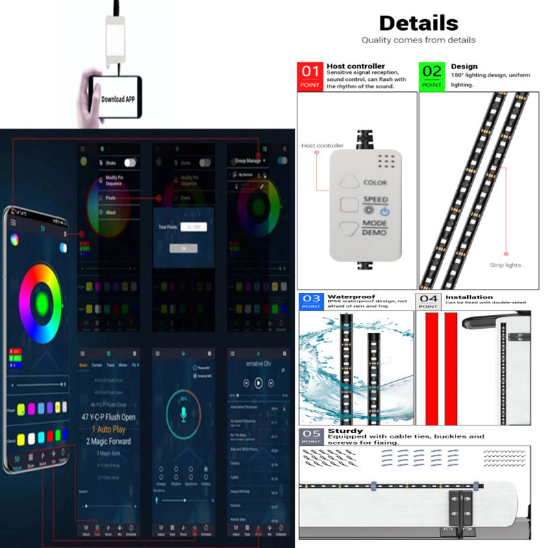 Cross-border hot-selling APP car fantasy chassis light atmosphere light 120X150CM 90X120CM car bottom light waterproof