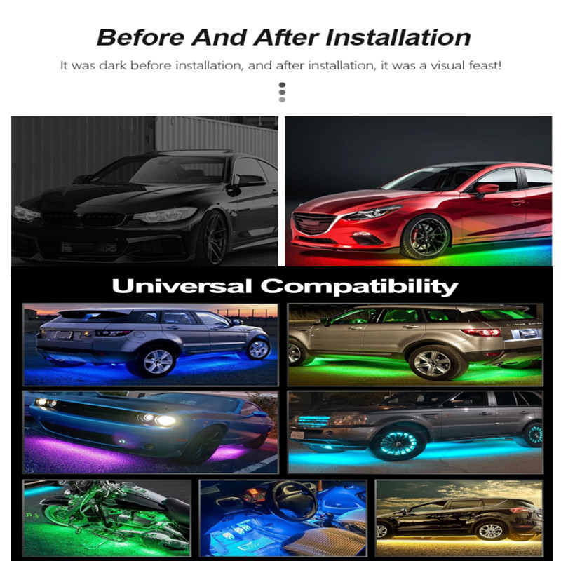 Cross-border hot-selling APP car fantasy chassis light atmosphere light 120X150CM 90X120CM car bottom light waterproof
