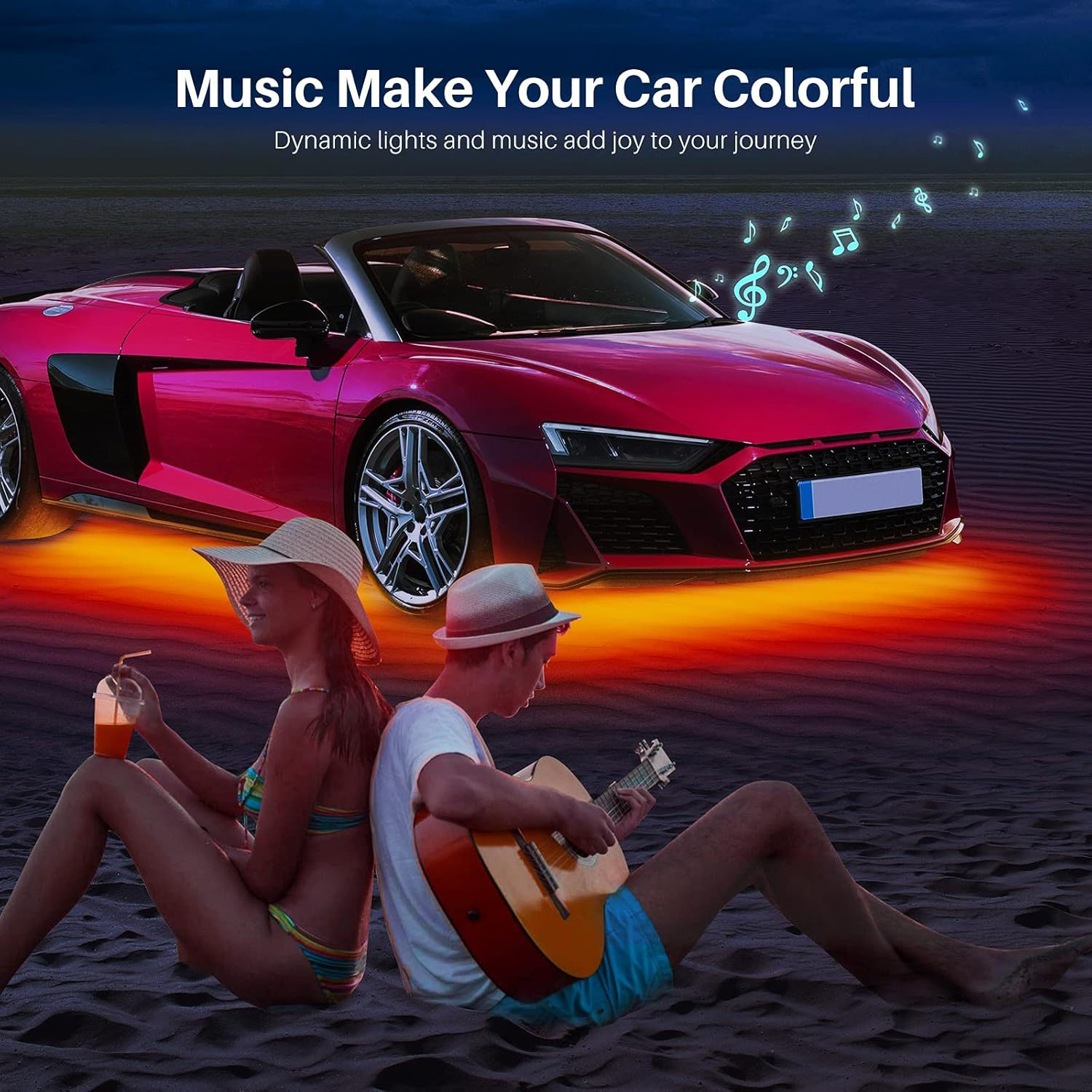 Cross-border hot-selling car chassis lights ambient lights remote control car chassis lights neon decoration ground atmosphere lights modified waterproof