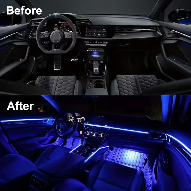 Cross-border hot-selling car USB cold light atmosphere light instrument panel fiber optic light guide bar voice-controlled rhythm atmosphere light