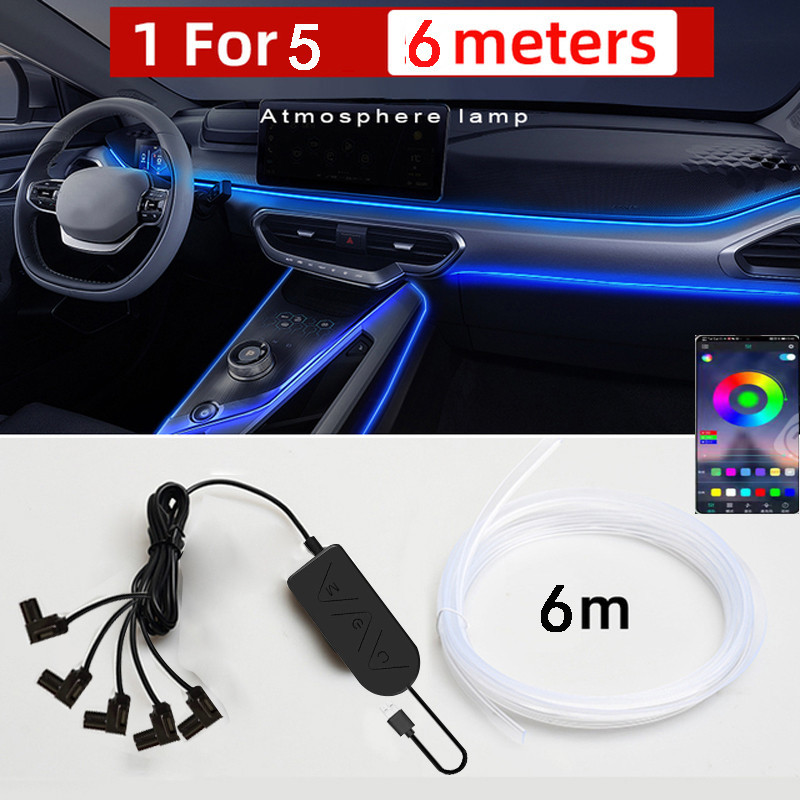 Cross-border hot selling car instrument fiber optic cold light atmosphere light usb center console atmosphere light interior modification decorative light