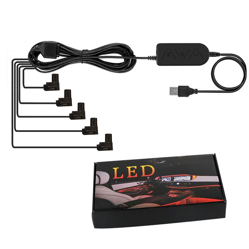 Cross-border hot selling car instrument fiber optic cold light atmosphere light usb center console atmosphere light interior modification decorative light
