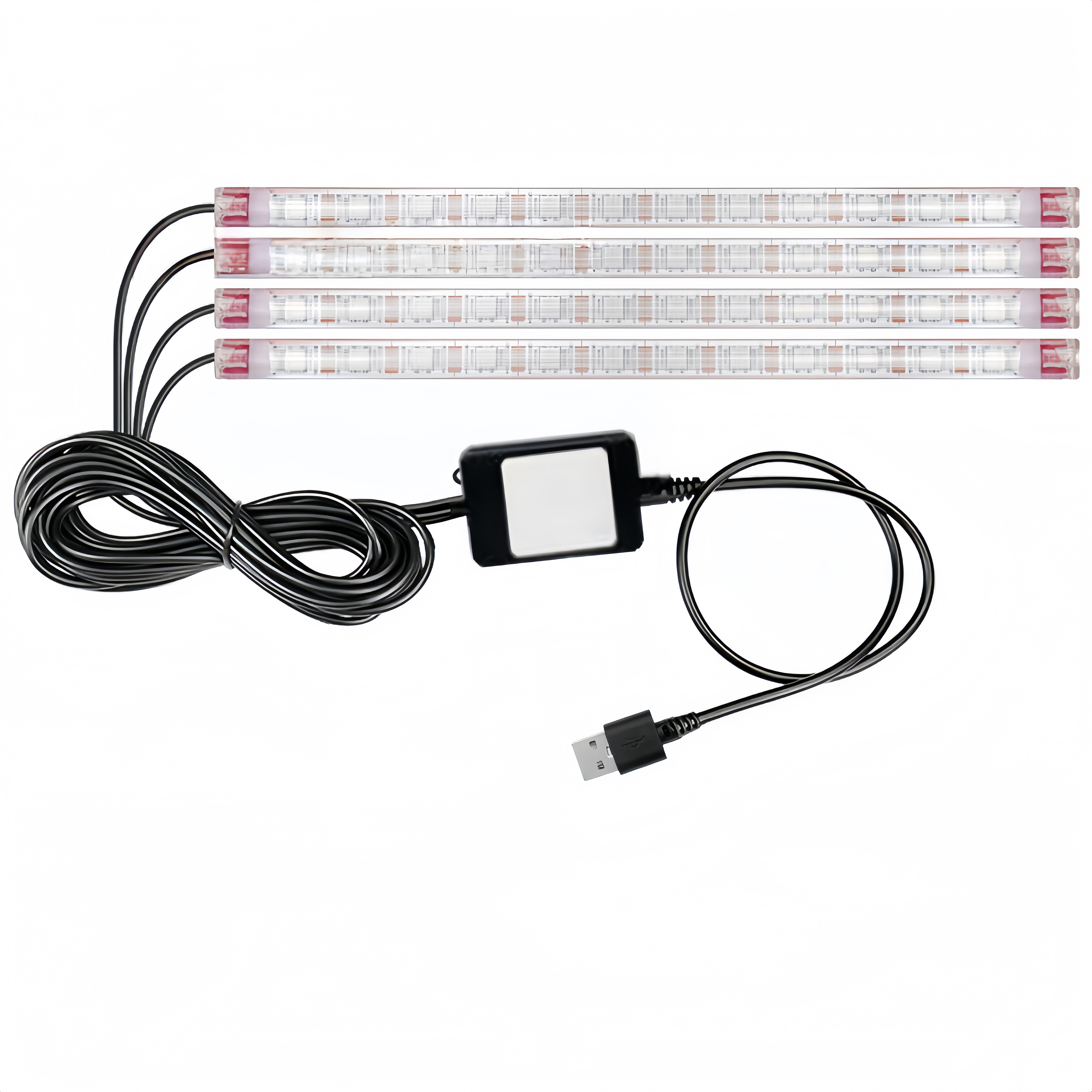 Cross-border exclusive APP car fantasy color foot well atmosphere light USB one to four foot bottom lights voice-controlled rhythm atmosphere light