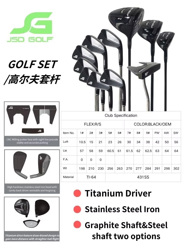 Jasde Factory New Style High End OEM Mens' Right Hand Clubs Set