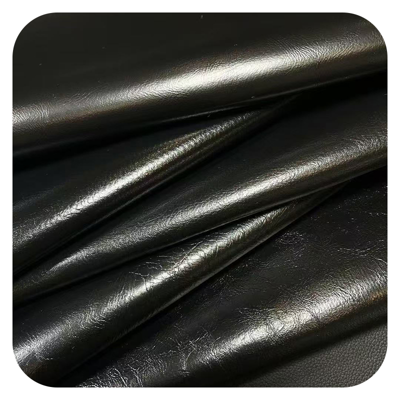 Pure Black Saddle Leather Glossy Matte Finishes Various Patterns Scratch Resistant Wear Resistant