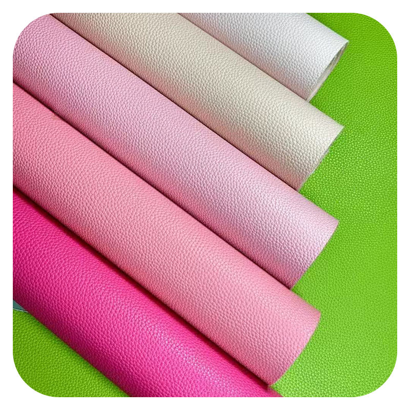 Litchi Pattern Artificial Leather with Flannel-like Texture - Premium Handfeel, Customizable in Various Colors