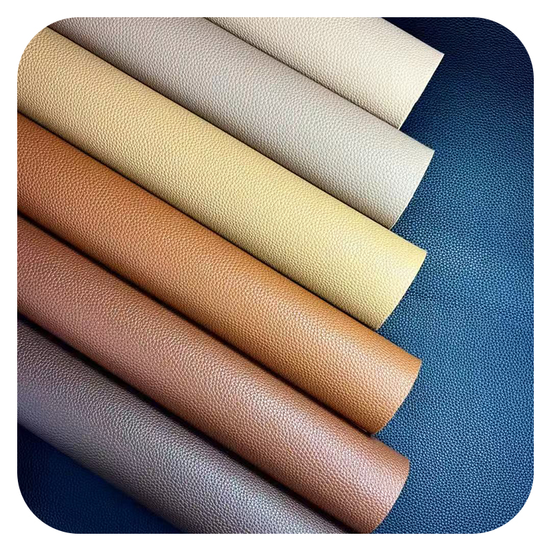 Litchi Pattern Artificial Leather with Flannel-like Texture - Premium Handfeel, Customizable in Various Colors