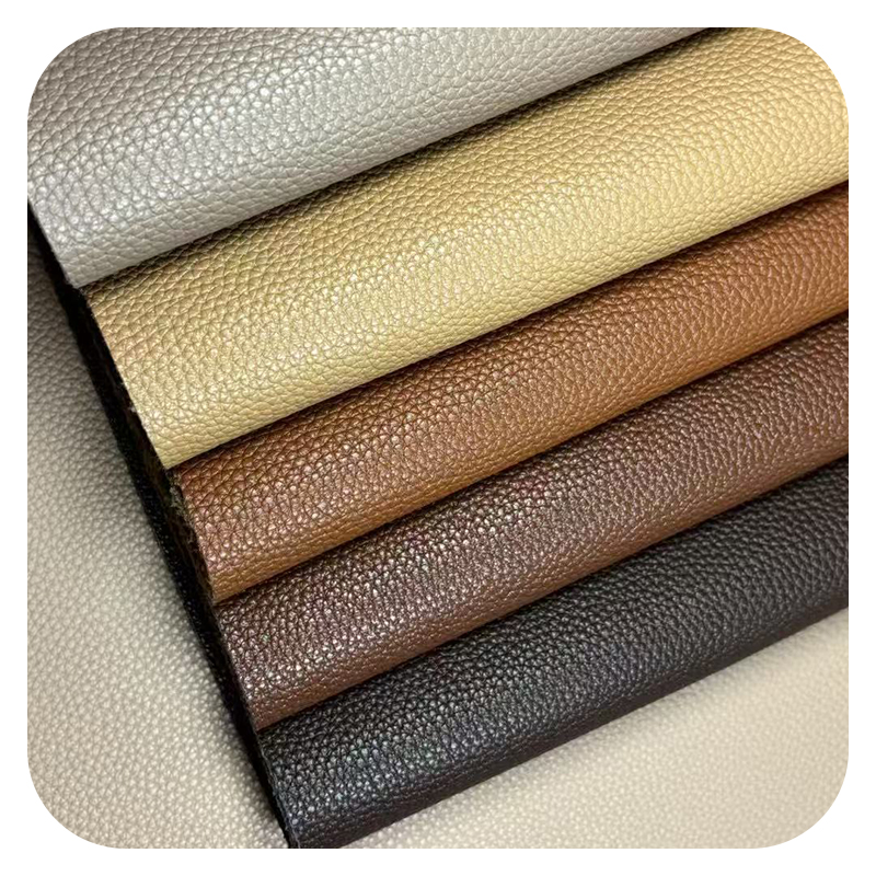 Litchi Pattern Artificial Leather with Flannel-like Texture - Premium Handfeel, Customizable in Various Colors