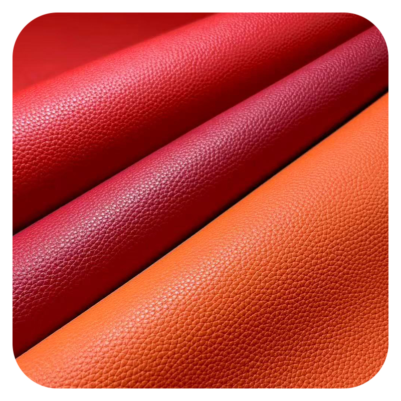 Litchi Pattern Artificial Leather with Flannel-like Texture - Premium Handfeel, Customizable in Various Colors
