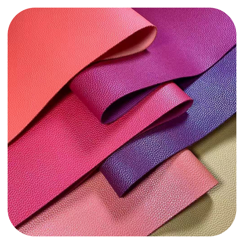 Litchi Pattern Artificial Leather with Flannel-like Texture - Premium Handfeel, Customizable in Various Colors