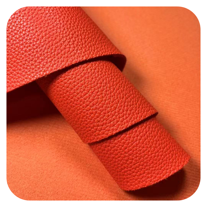Litchi Pattern Artificial Leather with Flannel-like Texture - Premium Handfeel, Customizable in Various Colors
