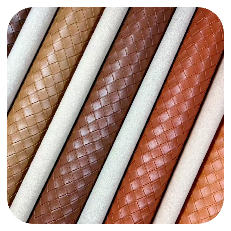 Fleece Lined Woven Grain Leather High Quality Handfeel Cheap Price All Colors Available for Customization