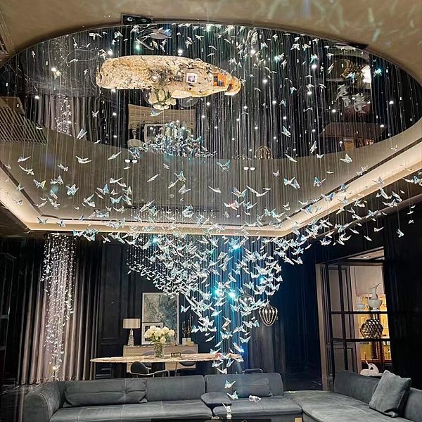 Hotel engineering lights butterfly chandeliers banquet hall crystal chandeliers professional custom lighting art lights