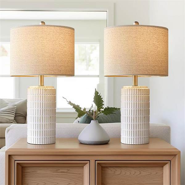 Table lamp retro study living room bedroom bedside atmosphere lamp cross-border hot selling fabric ceramic
