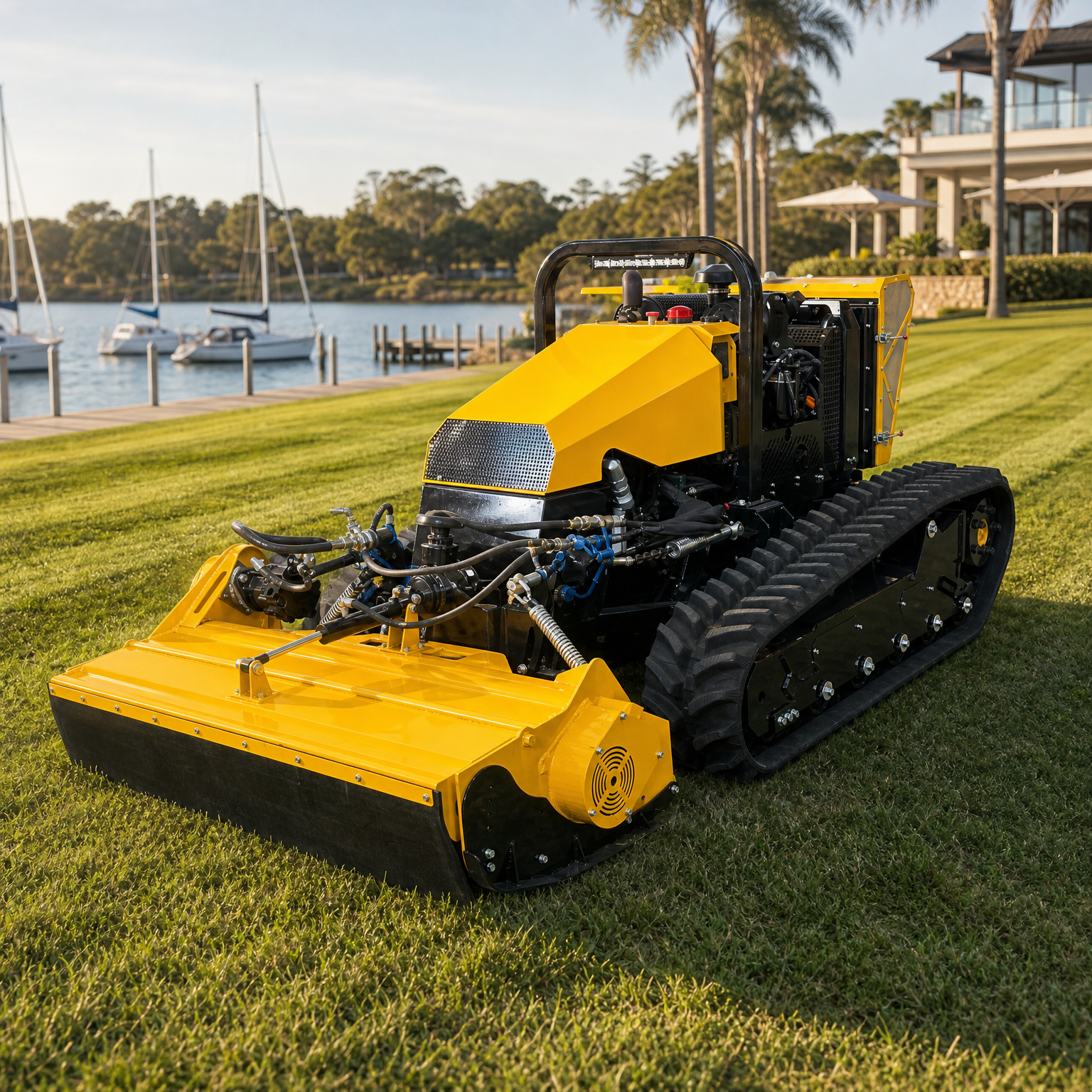 Self Propelled Remote Control Grass Mower Heavy Duty Tracked RC Machine