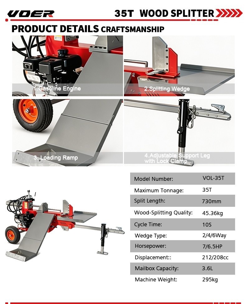 适用于薪柴生产商和林业承包商的35吨液压原木劈木机