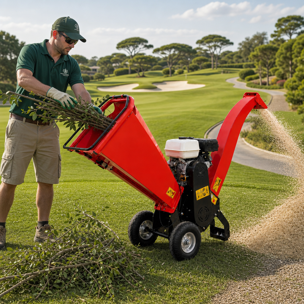 Compact Petrol Wood Chipper For Orchard Pruning And Green Waste Clean-Up