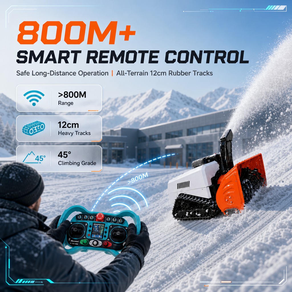 VOER 1000T-Pro：履带式抛雪机，可清理卡车铲雪板无法到达的区域