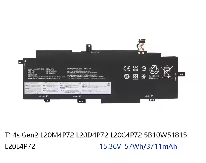 Lenovo ThinkPad T14s Gen 2 2021 L20C4P72 L20D4P72 L20L4P72 SB10W51914 Laptop Battery 15.36V 57Wh New Laptop Battery L20M4P72