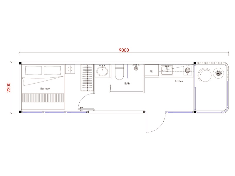 9 meter length Apple Cabin
