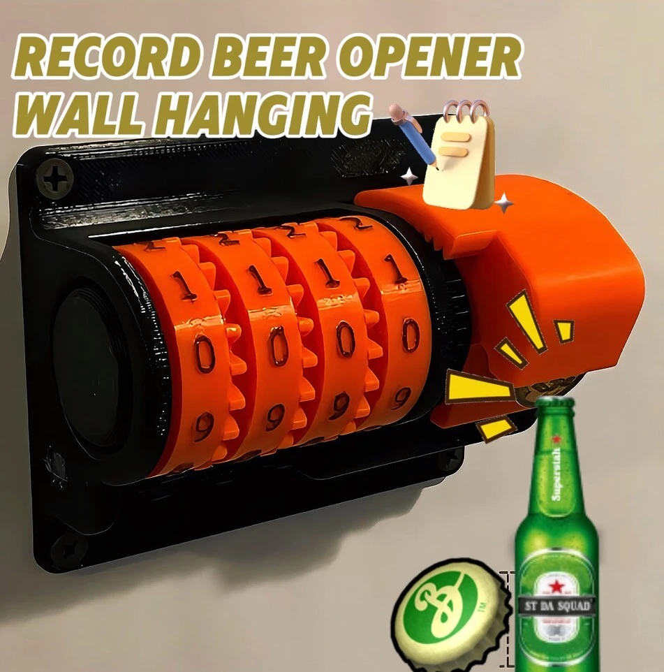 Wall-mounted beer bottle opening recorder