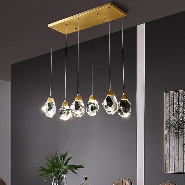 LED all-copper crystal stair chandelier postmodern Nordic simple restaurant lamp duplex villa stairwell chandelier