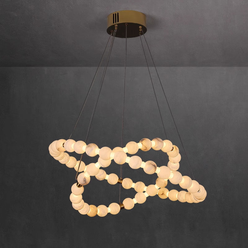 Custom Alabaster chandelier with marble pearl magic bean design creative living room/bedroom light minimalist dining room lamps