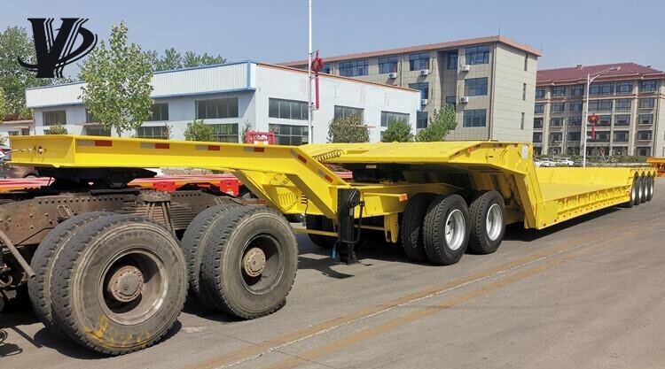 3 Axle 50T Lowbed Semi-Trailer For Transporting Wheel Loader
