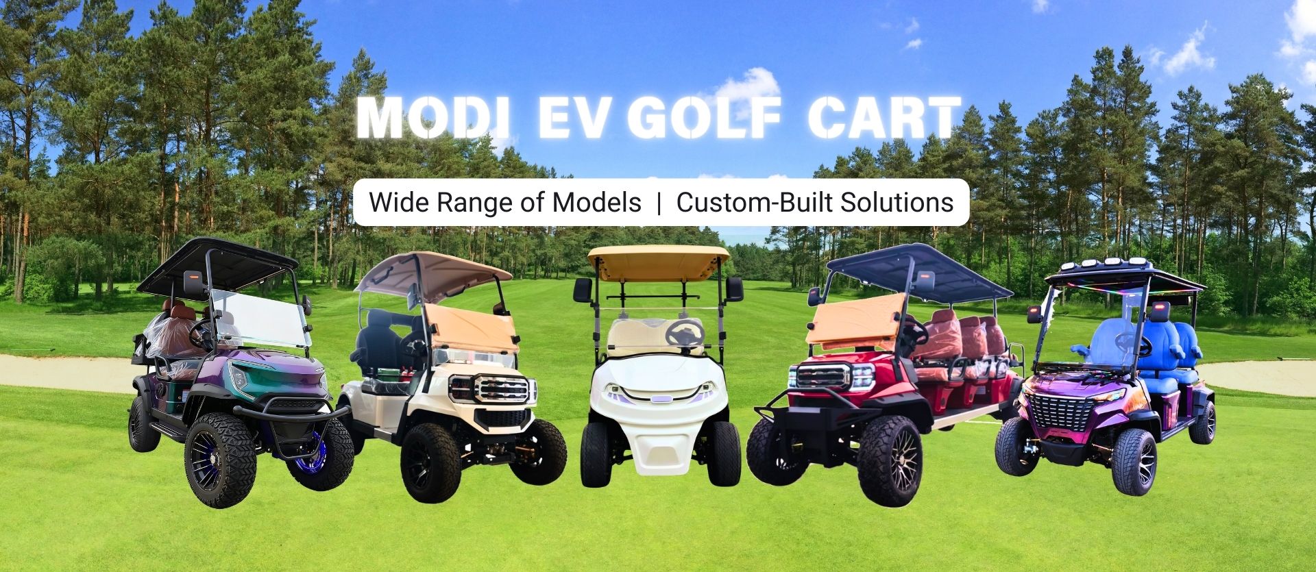 Durable all-terrain tires on a golf course vehicle
