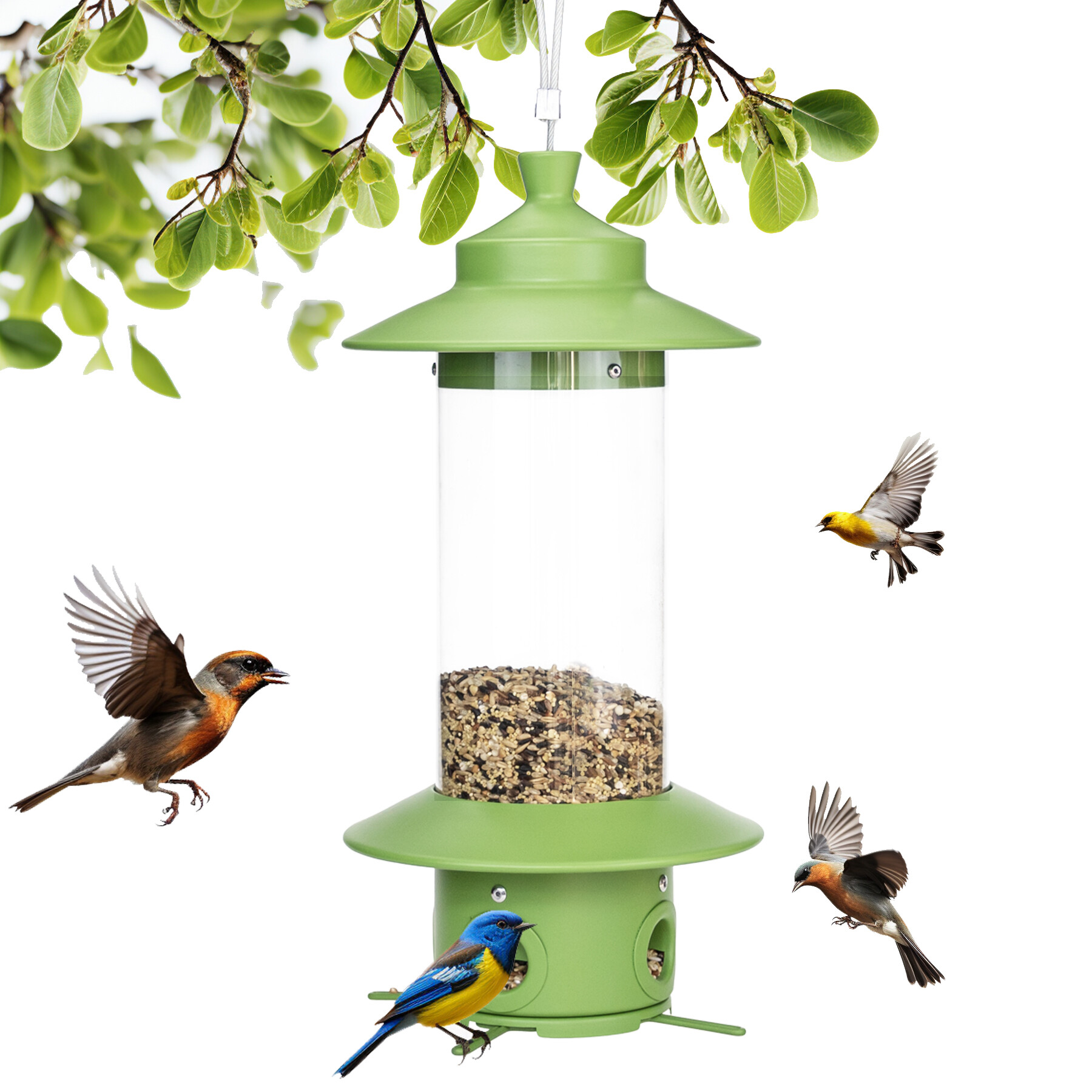 tube pc vert clair mangeoire pour oiseaux