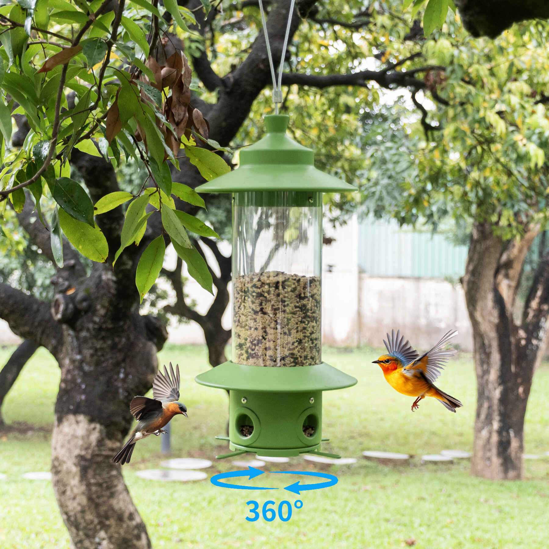 tube pc vert clair mangeoire pour oiseaux