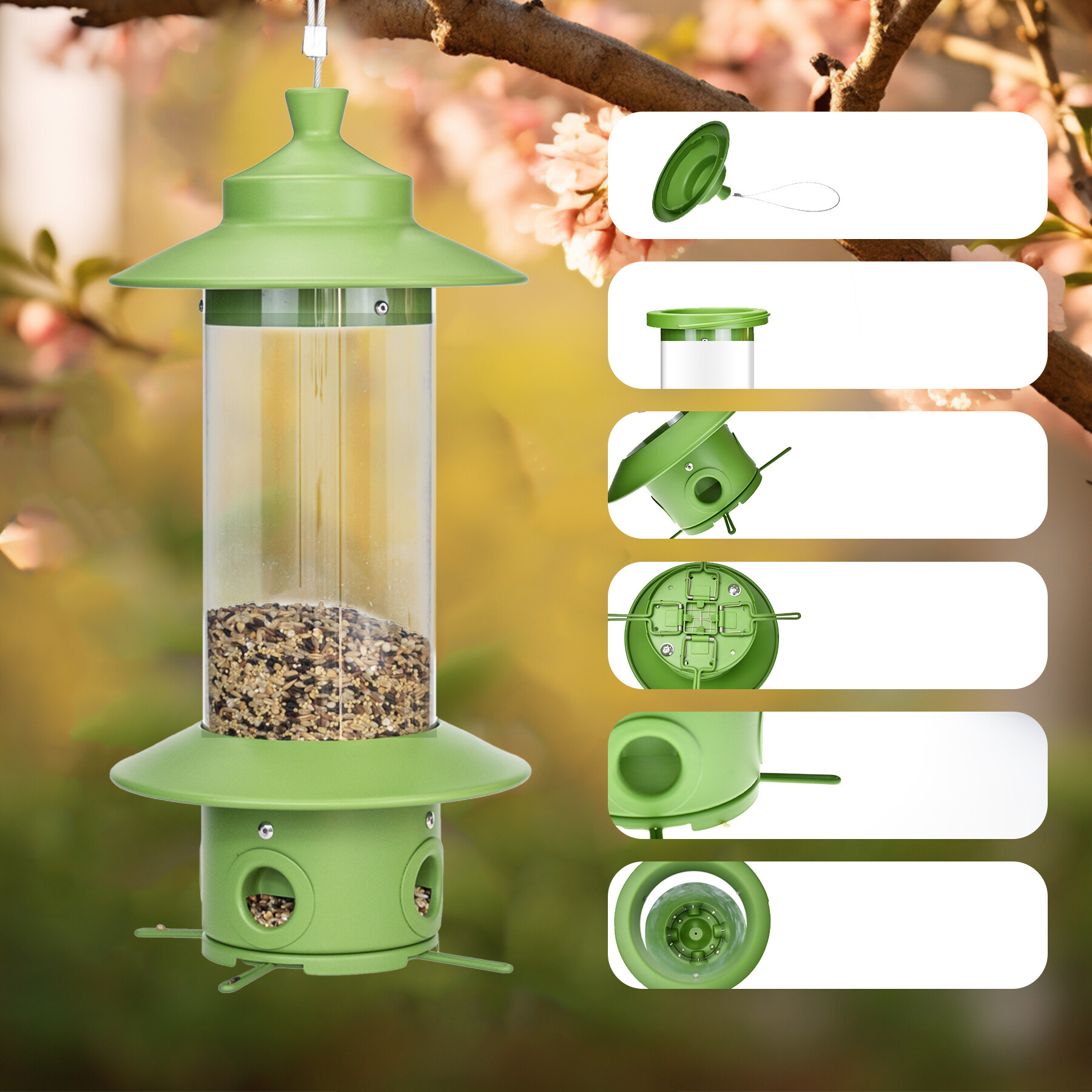 tube pc vert clair mangeoire pour oiseaux