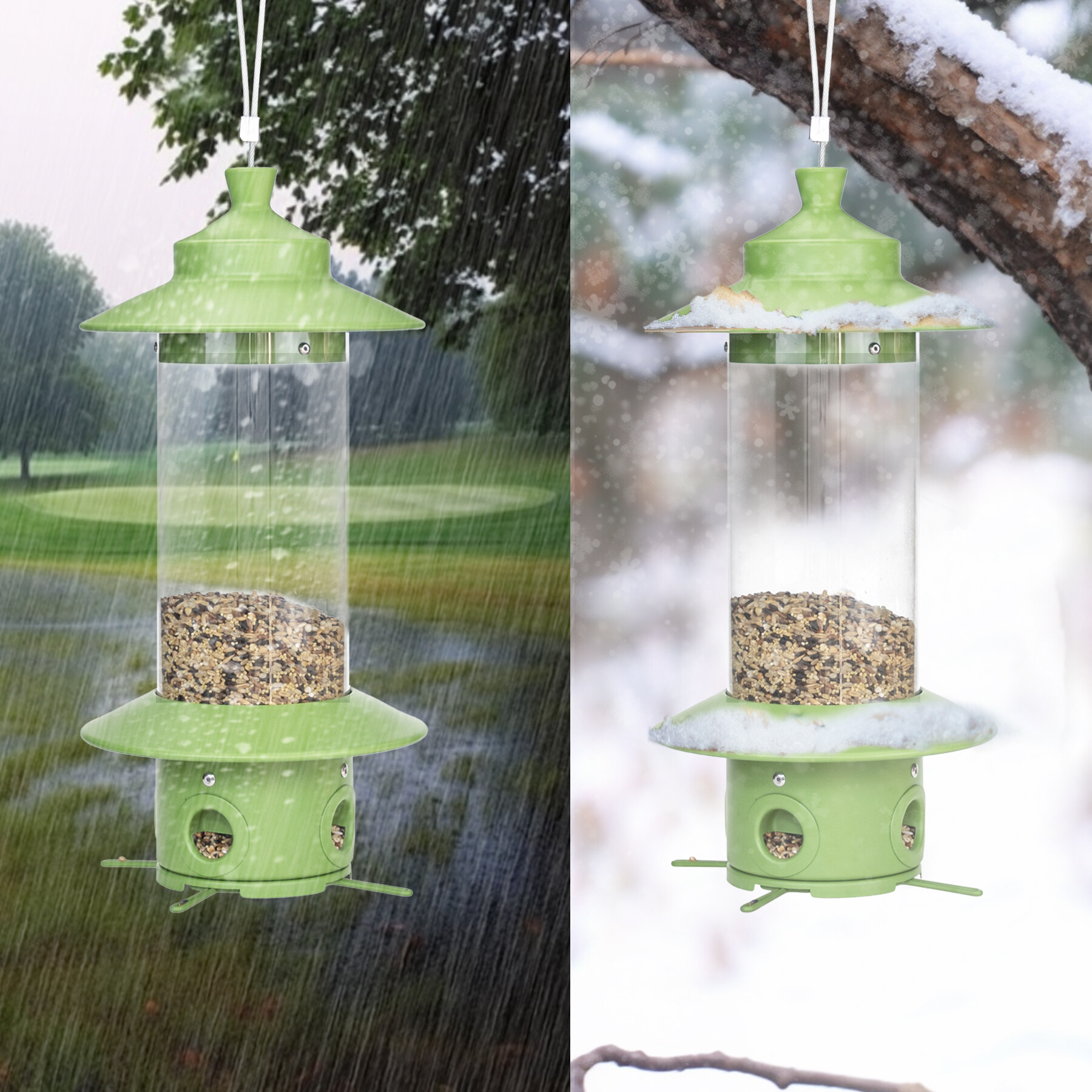 tube pc vert clair mangeoire pour oiseaux