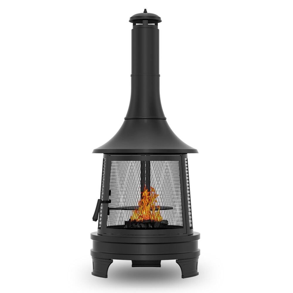 Barbecue d'extérieur haut fourneau noir