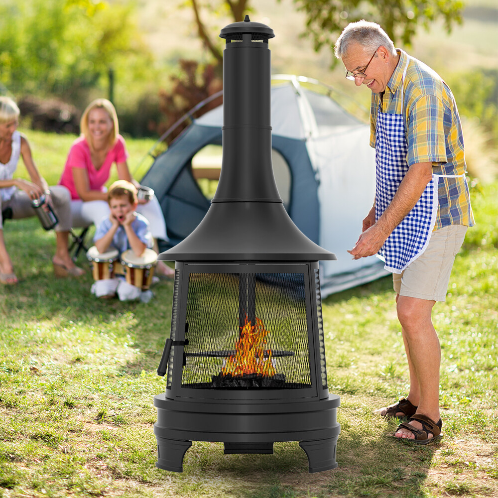 Barbecue d'extérieur haut fourneau noir