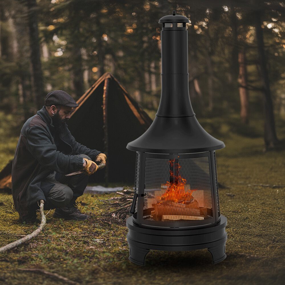 Barbecue d'extérieur haut fourneau noir