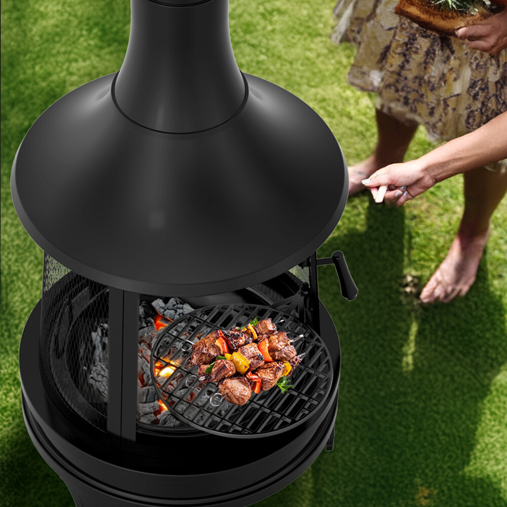 Barbecue d'extérieur haut fourneau noir