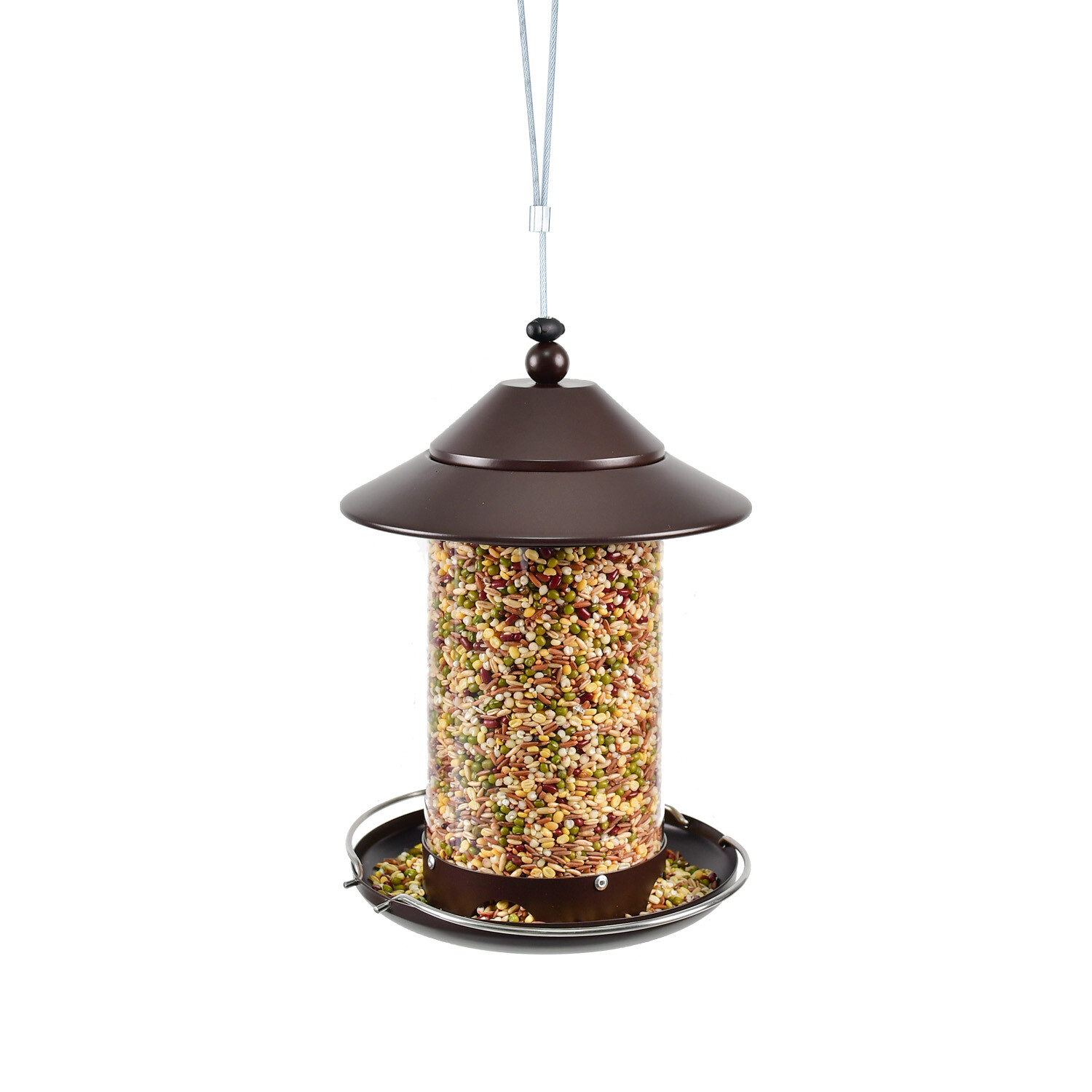 p Shop round tube PC bird feeder - brown