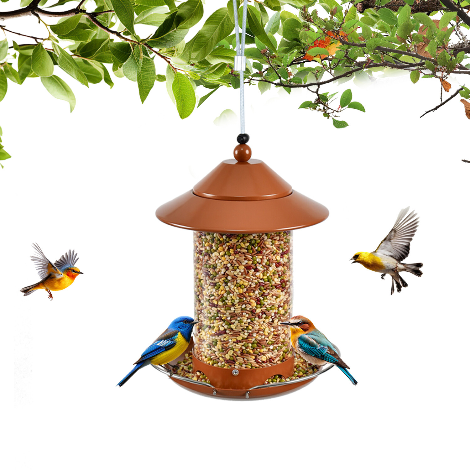z Shop round tube PC bird feeder - red copper