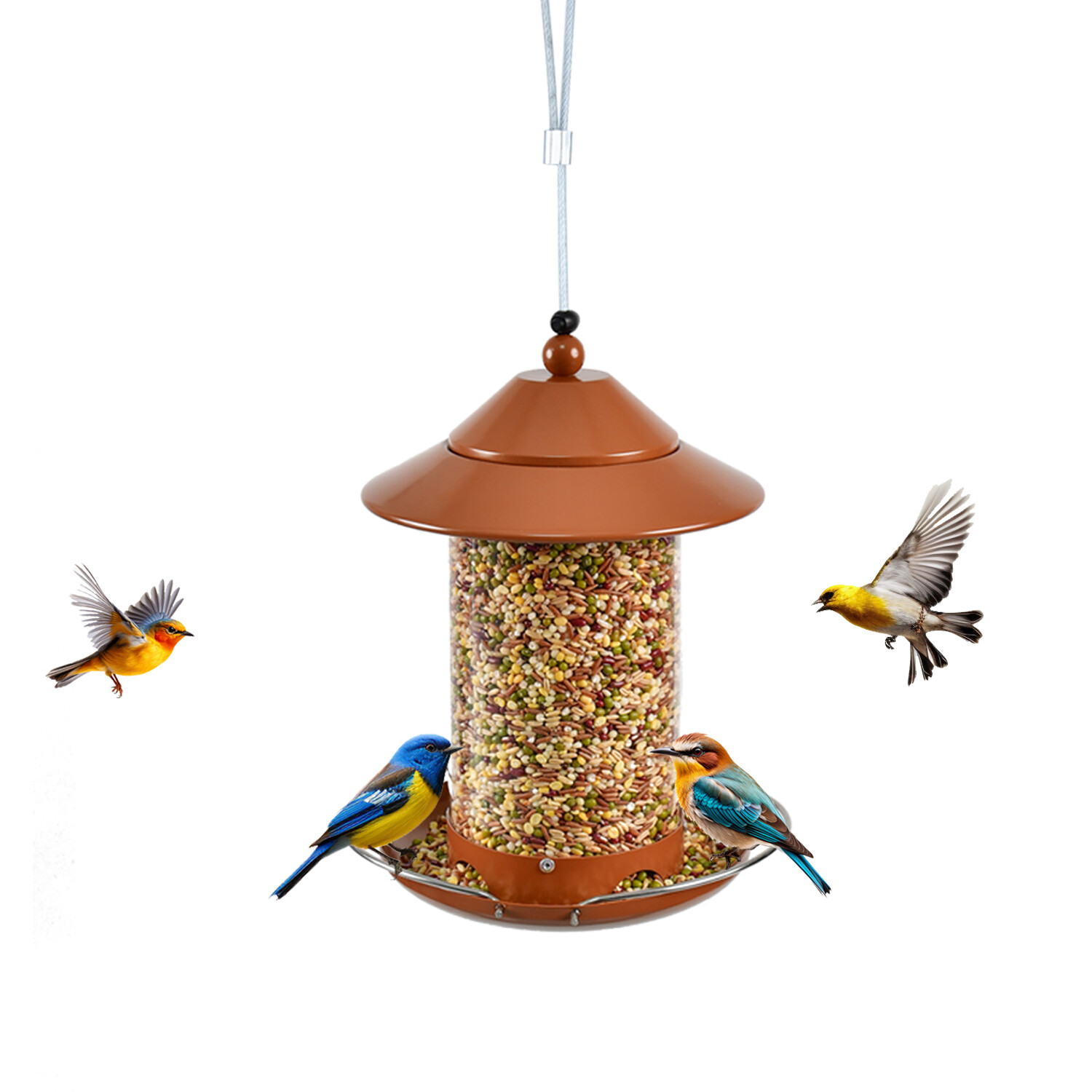 z Shop round tube PC bird feeder - red copper