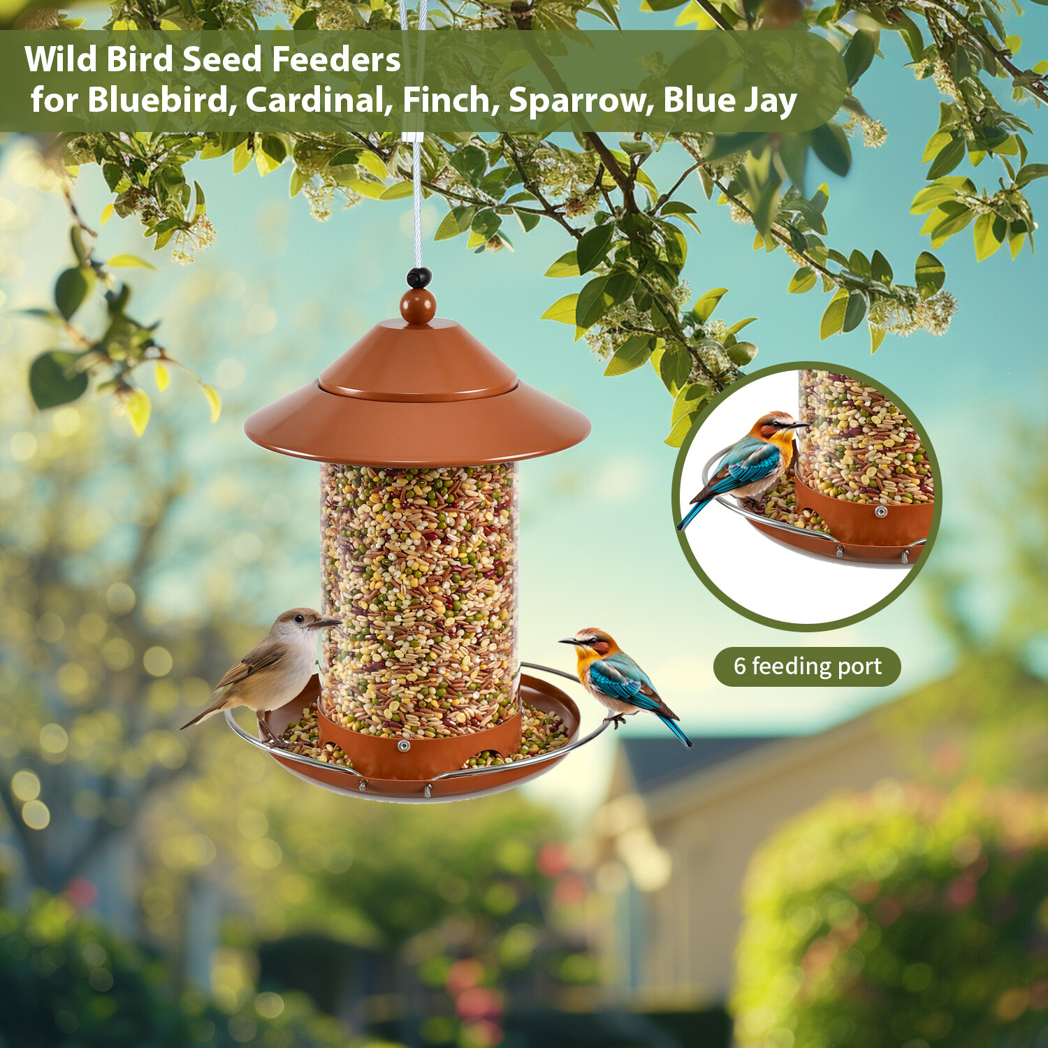 z Shop round tube PC bird feeder - red copper