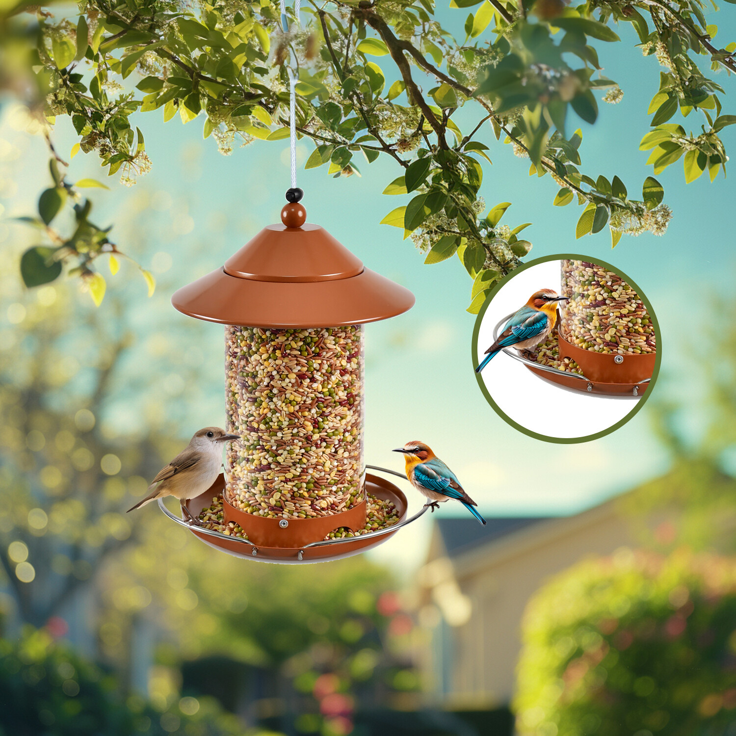 z Shop round tube PC bird feeder - red copper