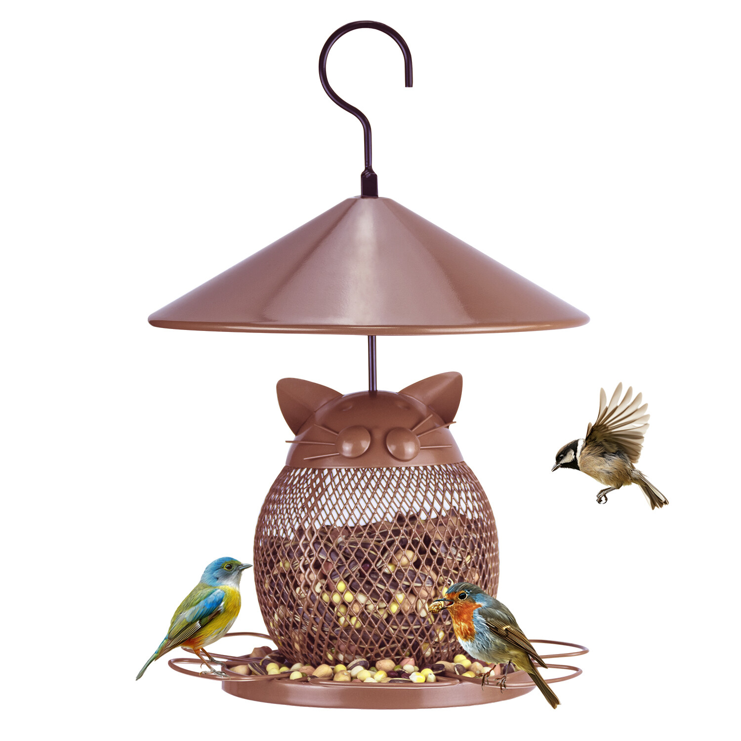 Mangeoire pour hibou en cuivre