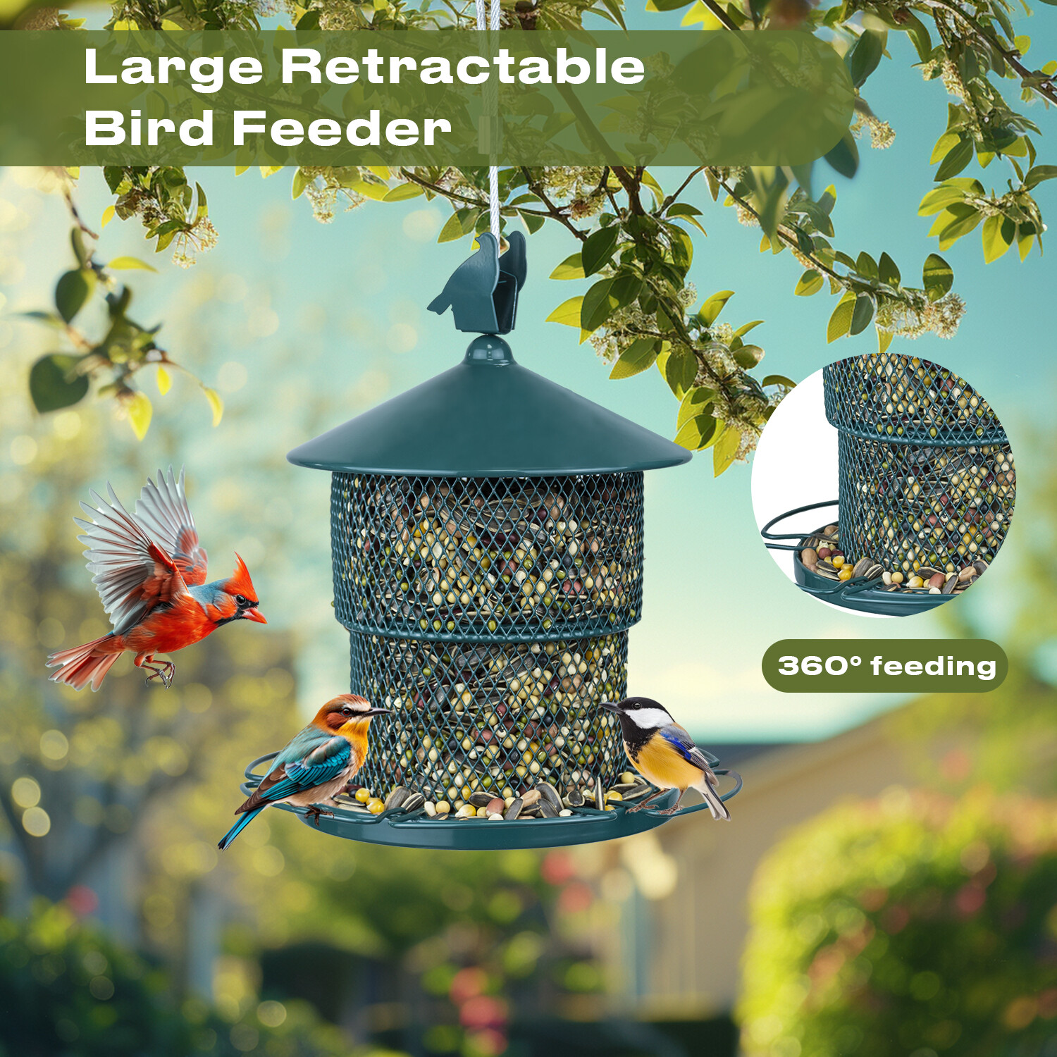 Mangeoire à oiseaux rétractable