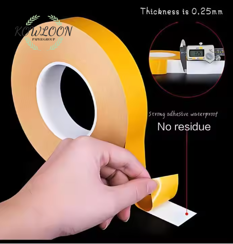 Custom-made strong, double-sided polyvinyl chloride (PVC) self-adhesive labels with acrylic adhesive, designed for use with plastic and wooden trim pieces.