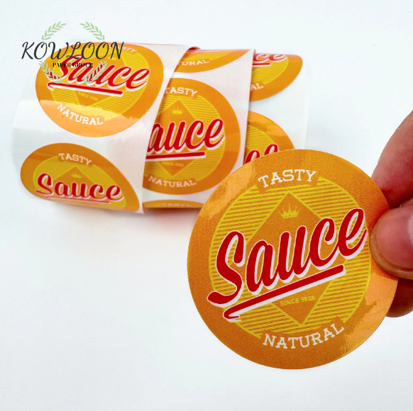 Customized Sticker Rolls, Waterproof Adhesive Vinyl, Brand Logo, Sealed Round Commercial Logo Sticker, Food Packaging Labels