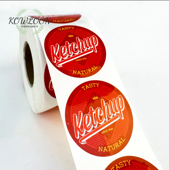 Customized Sticker Rolls, Waterproof Adhesive Vinyl, Brand Logo, Sealed Round Commercial Logo Sticker, Food Packaging Labels